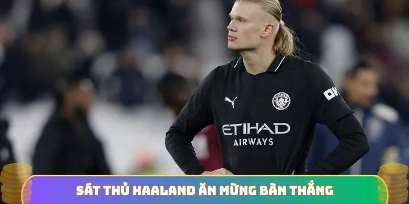 Sát thủ Haaland ăn mừng bàn thắng