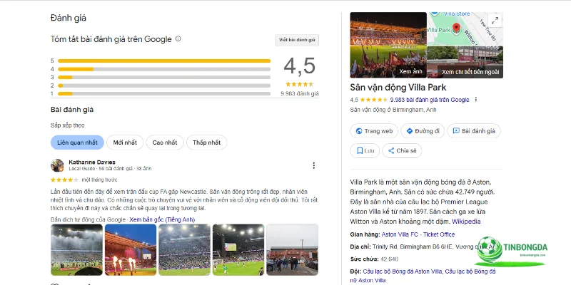 sân vận động villa park